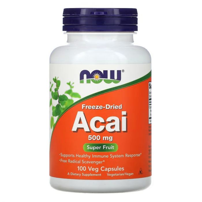 NOW Foods, Freeze-Dried Acai, 500 mg, 100 Veg Capsules. 
733739033550