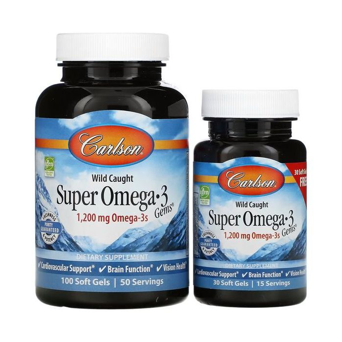 Carlson Super Omega-3 Gems® 30 FREE Soft Gels. 088395015243