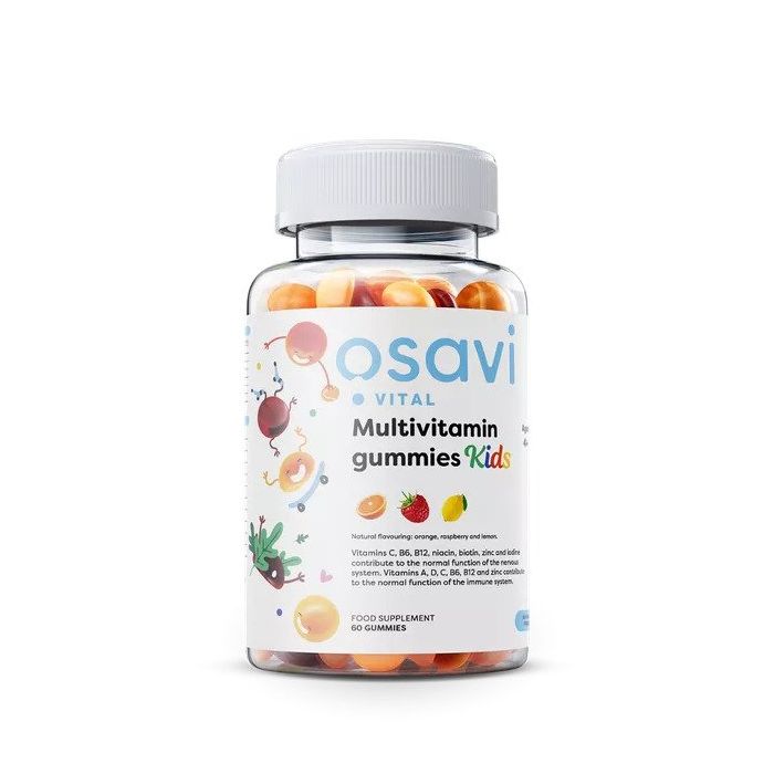 Multivitamin Gummies KIDS, sugar free, orange, raspberry, lemon flavour - 60 gummies