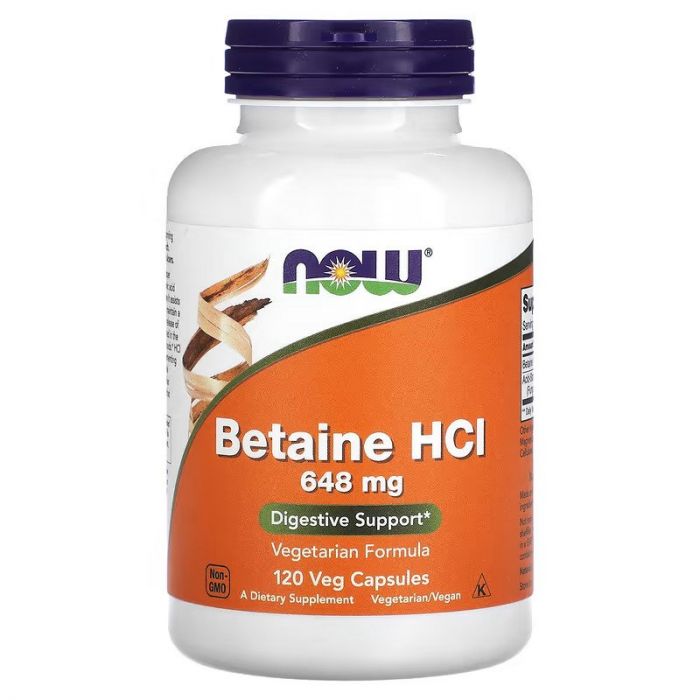 Betaine HCL 648 mg, 120 capsules, NOW Foods. 733739029386