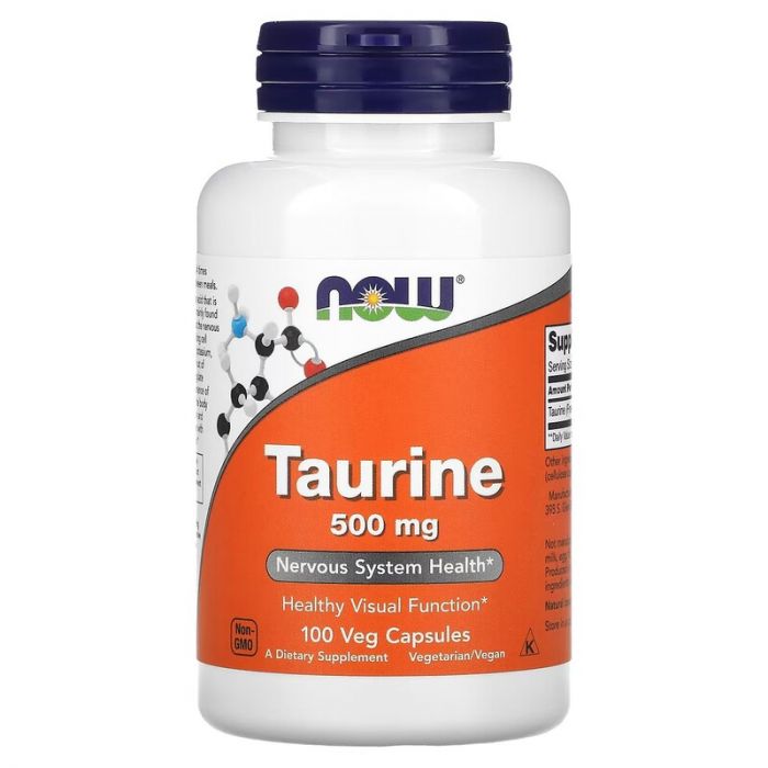 NOW Foods Taurine 500 mg (100 capsules). 733739001405