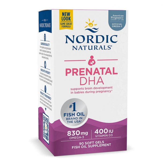 Prenatal DHA Nordic Naturals 830mg Omega-3 + 400 IU D3 Unflavored (EAN 768990891045) - 180 softgels