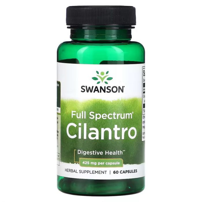 Swanson Cilantro - Koriander 425 mg. 087614111124. Koriander wordt gebruikt om de spijsvertering te verbeteren. Koriander wordt medicinaal gebruikt om de lever te reinigen en te ontgiften. Goed voor het ontgiften van zware metalen. 