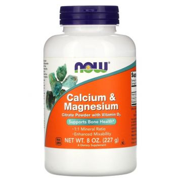 NOW Foods Calcium & Magnesium poeder (227 gr). 733739012432