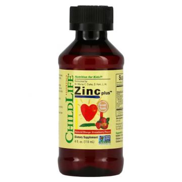 ChildLife Essentials, Essentials, Zinc Plus, Natural Mango Strawberry , 4 fl oz (118 ml). Vloeibare zink
