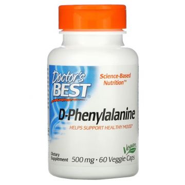 Doctor's Best D-Phenylalanine, 500 mg, 60 Veggie Caps. 753950001107