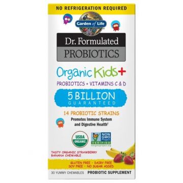 Formulated Probiotics Organic Kids Strawberry Banana Shelf Stable, 30 Chewables. 658010122214