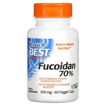 Doctor's Best Fucoidan 70%, 60 Veggie Caps, 753950001657. Fucoïdan is een gesulfateerde polysacharide die alleen voorkomt in bruin zeewier. Onderzoeken hebben aangetoond dat fucoïdan zowel in vitro (in een reageerbuis) als in vivo ( levende objecten) gene