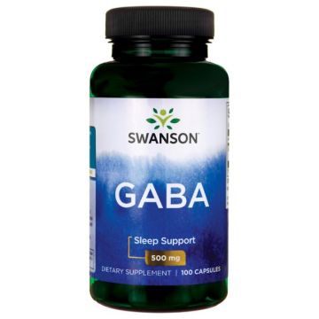 Swanson GABA 500 mg, 100 capsules. 087614018720