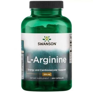 Swanson L-arginine 500 mg 200 Capsules. 087614019352