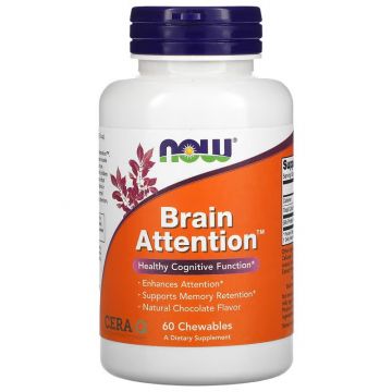 NOW Foods, Brain Attention, Natural Chocolate Flavor, 60 Chewables
