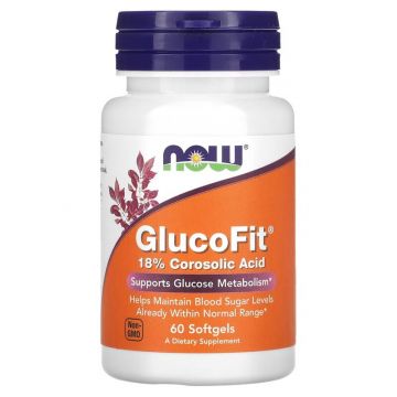 NOW Foods GlucoFit® - 60 Softgels. Met banaba, Corosolic Acid, corosolzuur. 733739030955
