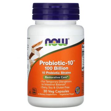 NOW Foods, Probiotic-10, Restorative Care, 100 Billion, 30 Veg Capsules
