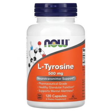 NOW Foods L-Tyrosine 500 mg (120 capsules). 733739001627
