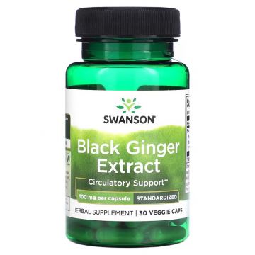 Swanson, Black Ginger Extract, 100 mg, 30 Veggie Caps, Zwarte gember
