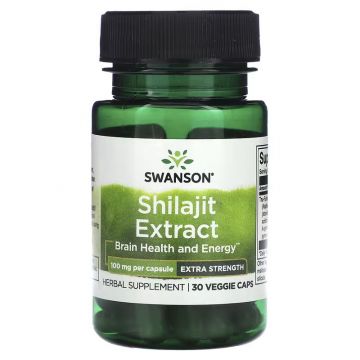 Swanson Shilajit Extract extra strength 100 mg met 30 Veggie Caps. 087614142142