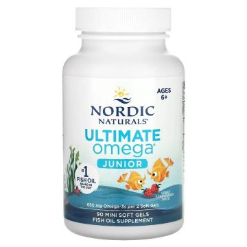 Nordic Naturals Ultimate Omega Junior Strawberry Fish Oil - 90 Mini Soft Gels. 768990891069