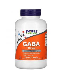Gaba 500 mg 200 veg capsules, Now Foods